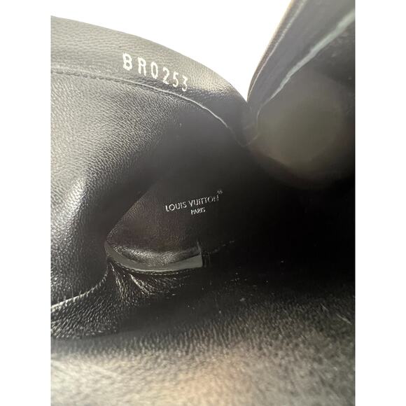 Louis Vuitton Donna Ankle Boots Black Calf Leather Monogram Studs Size 39.5 - Picture 14 of 16